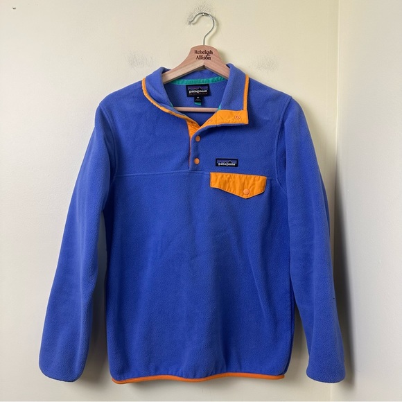 Patagonia Synchilla T-Snap Pullover Fleece in Blue & Orange SZ XS - Picture 2 of 9
